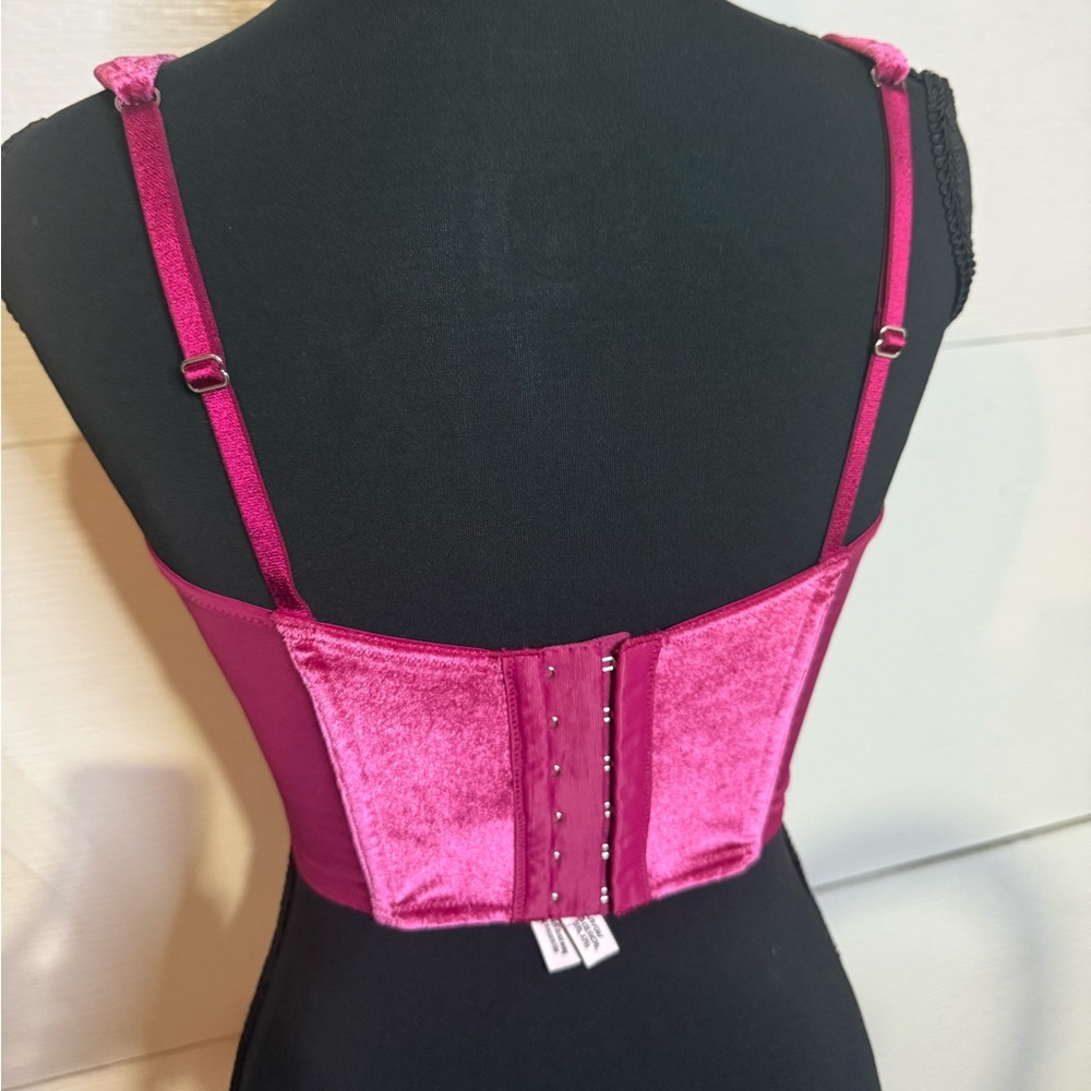VICTORIA SECRET DREAM ANGEL UNLINED LACE UP VELVET CORSET TOP SMALL - Picture 5 of 7